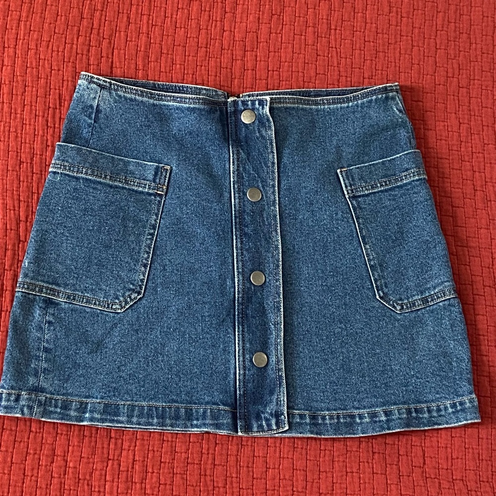Denim Faux-Button-Front Mini Skirt size medium
